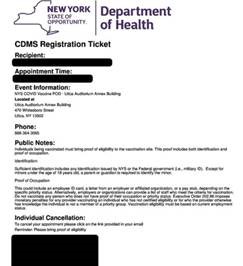 Vaccine Registration Ticket