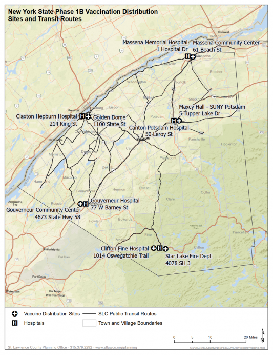 Image of transit routes to vaccine Point of Distribution sites