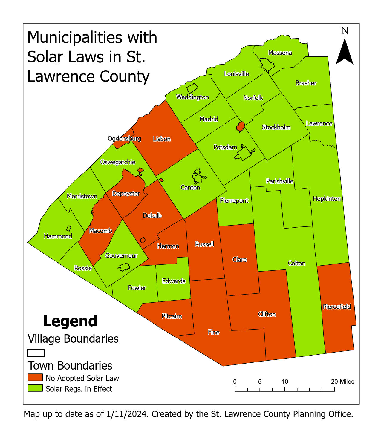 Municipalities in St. Lawrence County with Solar Energy Regulations